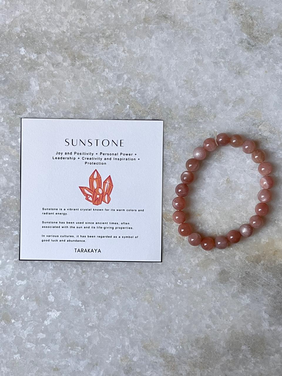 Sunstone Natural Crystal Bracelet 8mm - Tarakaya Silver