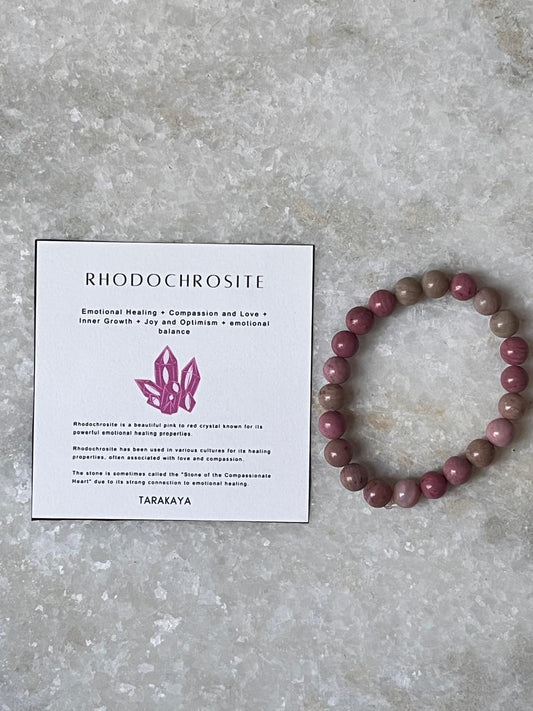Pink Rhodochrosite Crystal Bracelet for Heart Chakra  