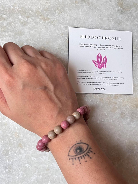 Natural Rhodochrosite Beaded Natural Crystal Bracelet for Emotional Balance