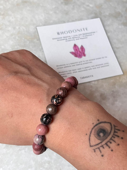 Rhodonite Natural Crystal Bracelet 8MM