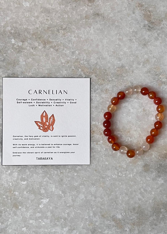 Fiery Orange Carnelian Natural Crystal Bracelet for Sacral Chakra