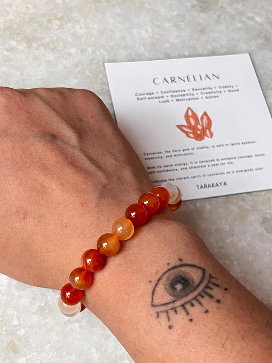 Carnelian Natural Crystal Bracelet 8MM Round Beads  
