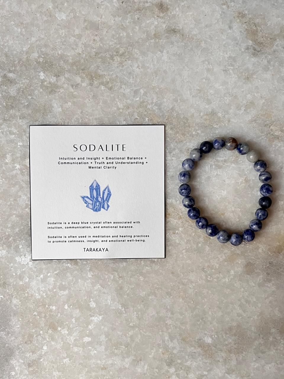 Natural Sodalite Healing Crystal Bracelet for Mental Clarity