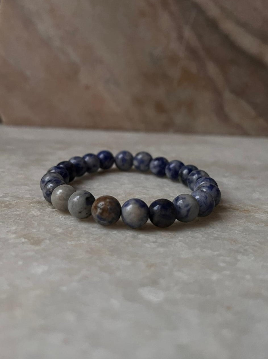 8MM Sodalite Gemstone Bracelet for Wisdom and Truth  