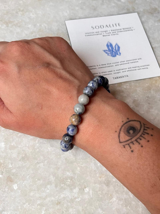 Sodalite Natural Crystal Bracelet 8MM Round Beads  