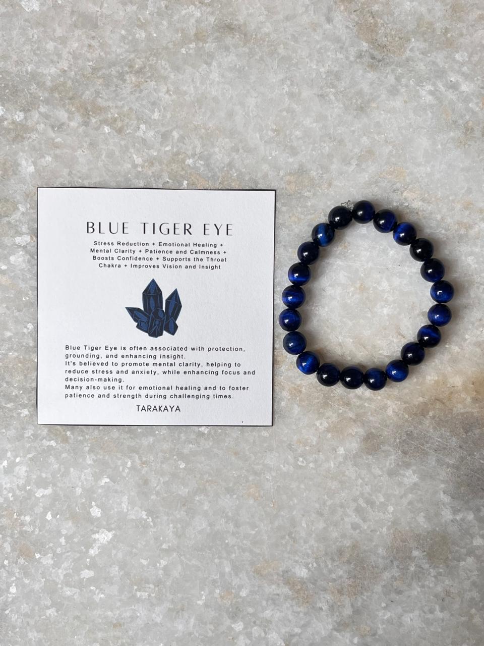 Blue Tiger Eye Natural Crystal 8MM Bracelet