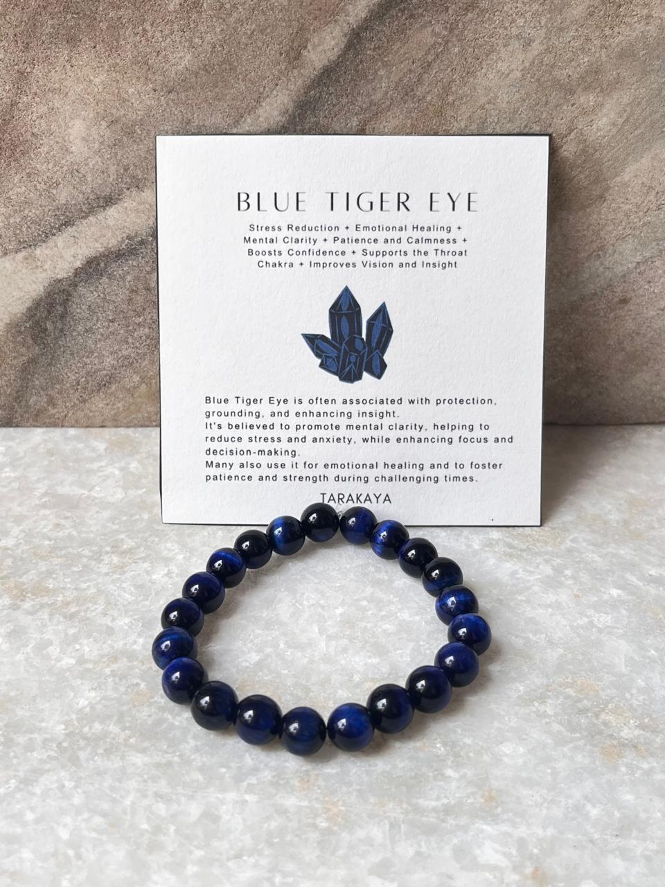 Blue Tiger Eye Natural Crystal 8MM Bracelet