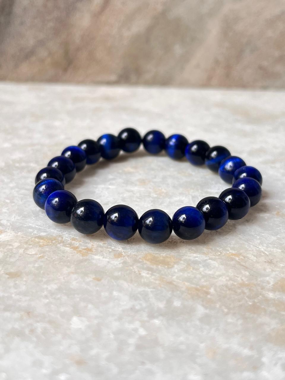 Blue Tiger Eye Natural Crystal 8MM Bracelet