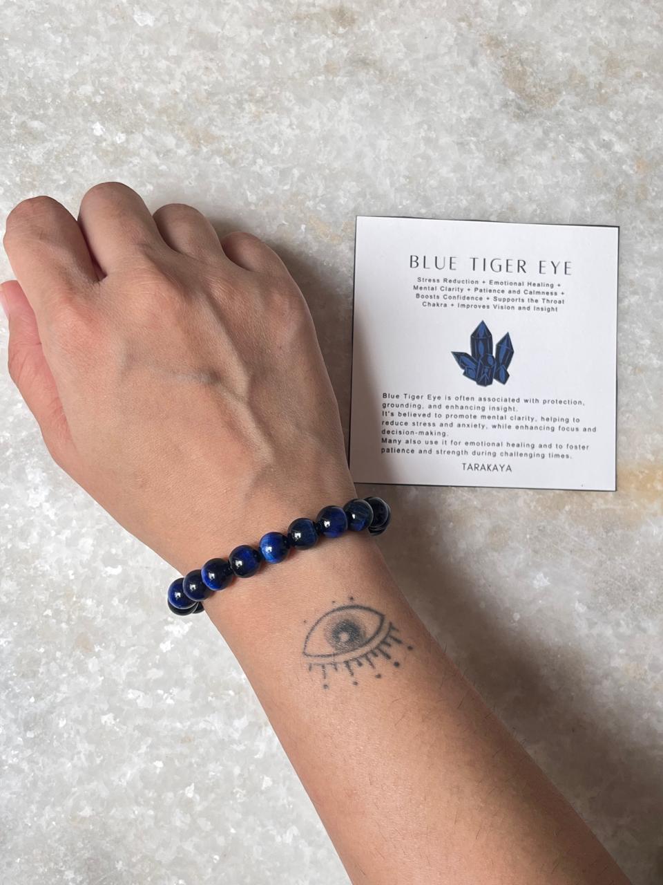 Blue Tiger Eye Natural Crystal 8MM Bracelet