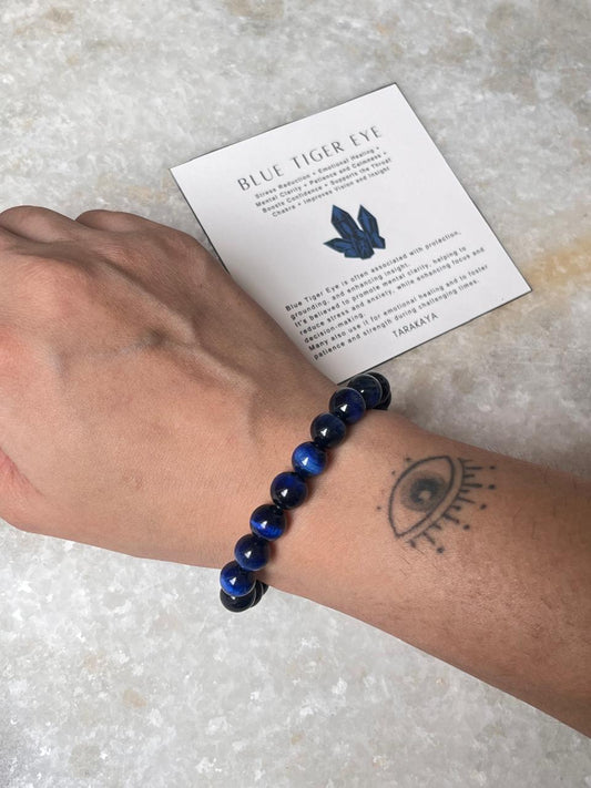 Blue Tiger Eye Natural Crystal 8MM Bracelet