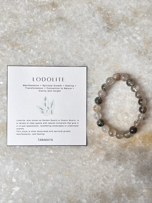 Natural Crystal Lodolite Inclusion Quartz Bracelet for Meditation