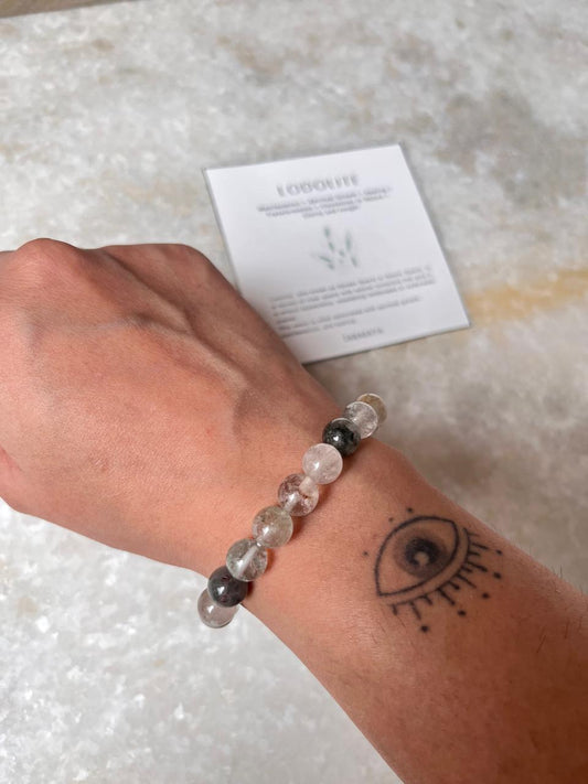 Lodolite Natural Crystal Bracelet 8MM Round Beads  
