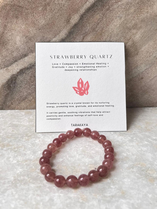 Natural Strawberry Quartz Gemstone Bracelet for Love and Energy