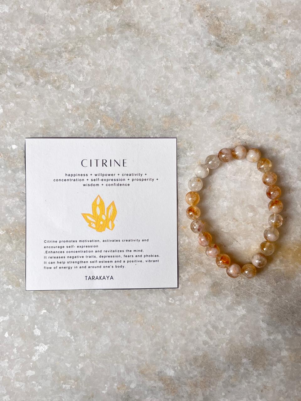 Polished Citrine Beaded Bracelet for Confidence and Creativity