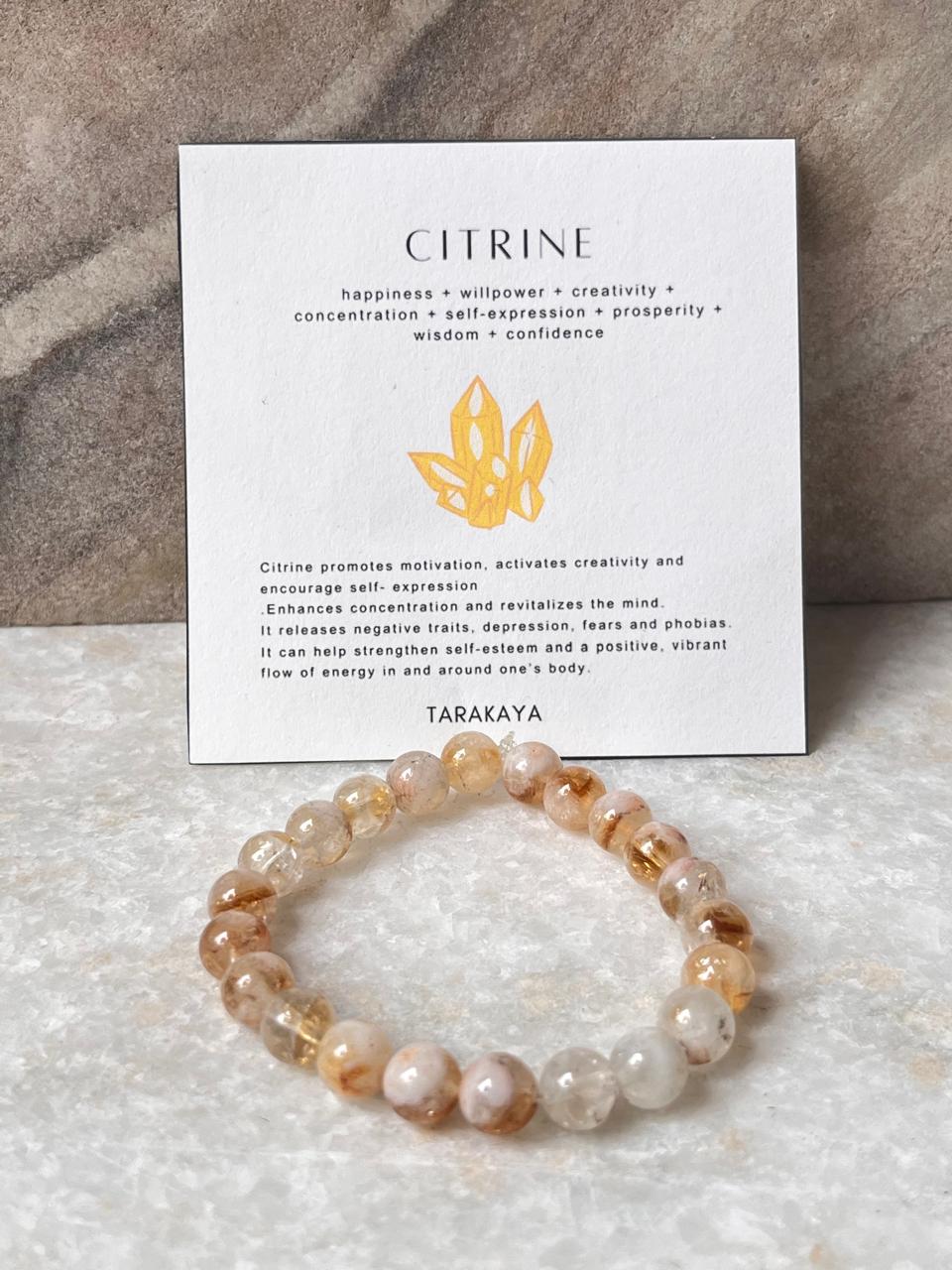 8MM Citrine Gemstone Bracelet for Abundance and Joy  