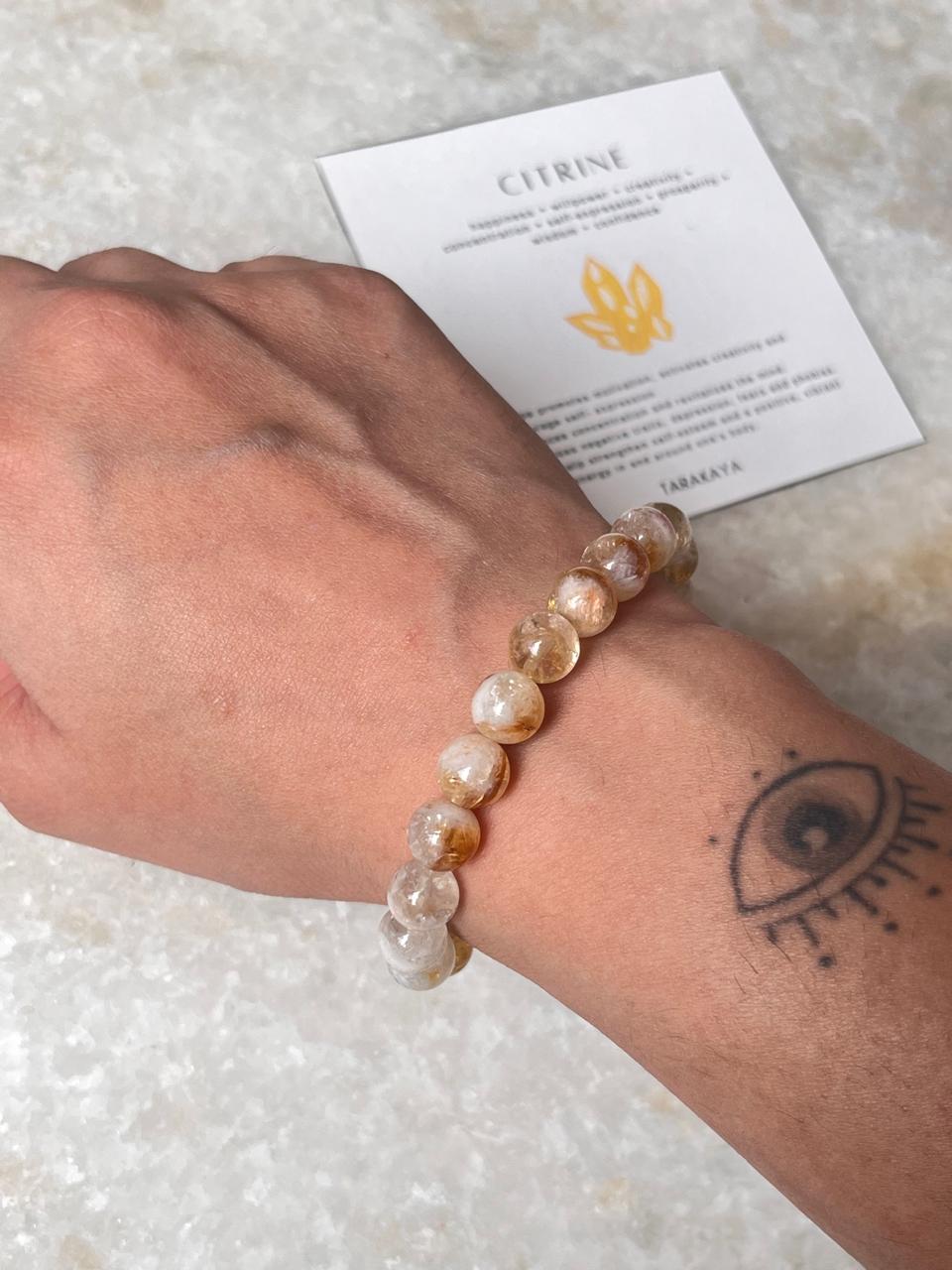 Citrine Natural Crystal Bracelet 8MM Round Beads  