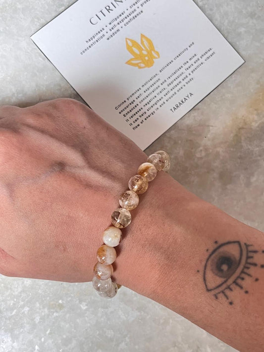 Yellow Citrine Energy Natural Crystal Bracelet for Solar Plexus Chakra  