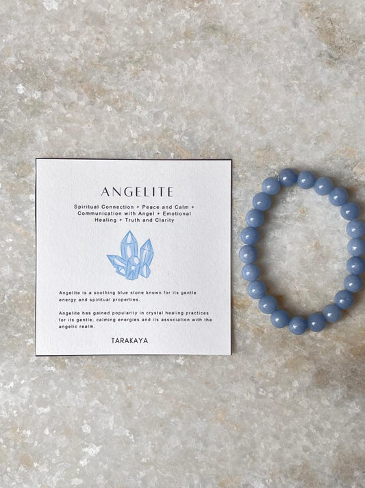 angelite gemstone Natural Crystal bracelet with polished 8MM beads