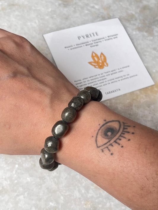 Pyrite Tumble Natural Crystal Bracelet 10MM
