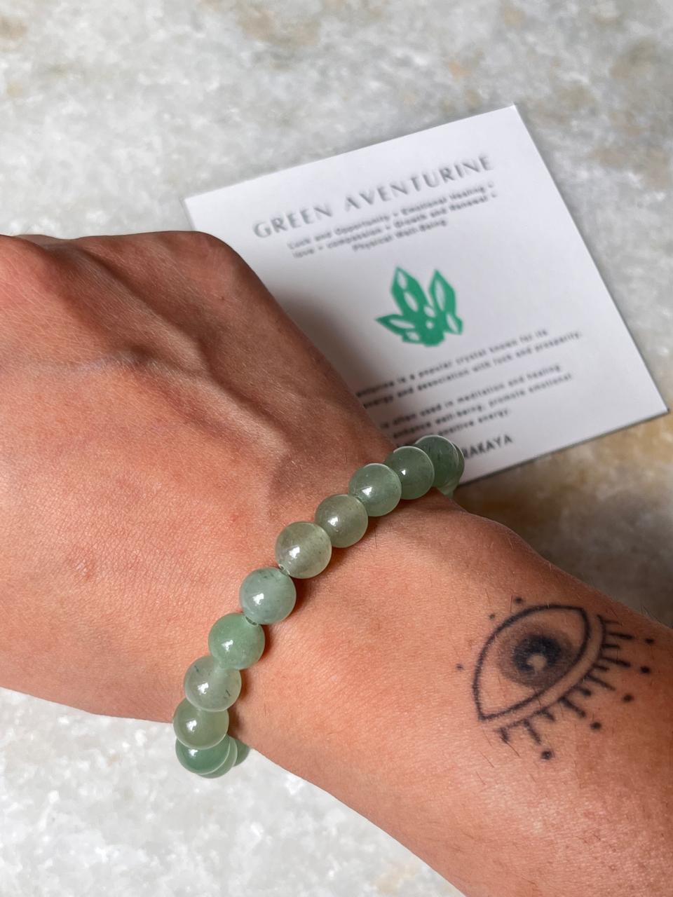 Green Aventurine Natural Crystal Bracelet 8MM Round Beads 