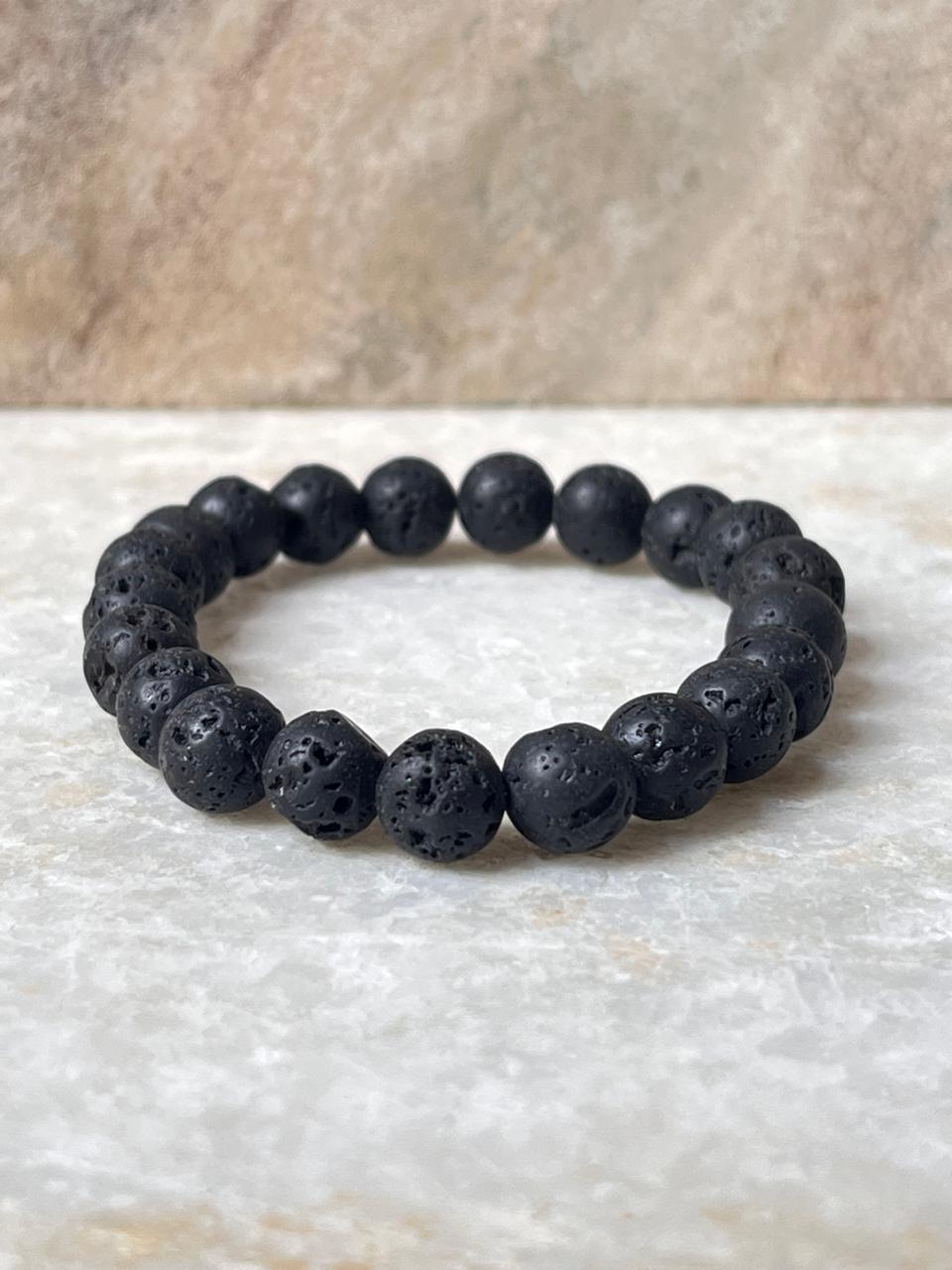  Lava bead bracelet with porous texture for essential oils  