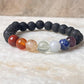 Seven Chakra With Black Lava Natural Crystal Bracelet 8MM