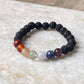 Seven Chakra With Black Lava Natural Crystal Bracelet 8MM