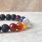 Seven Chakra With Black Lava Natural Crystal Bracelet 8MM