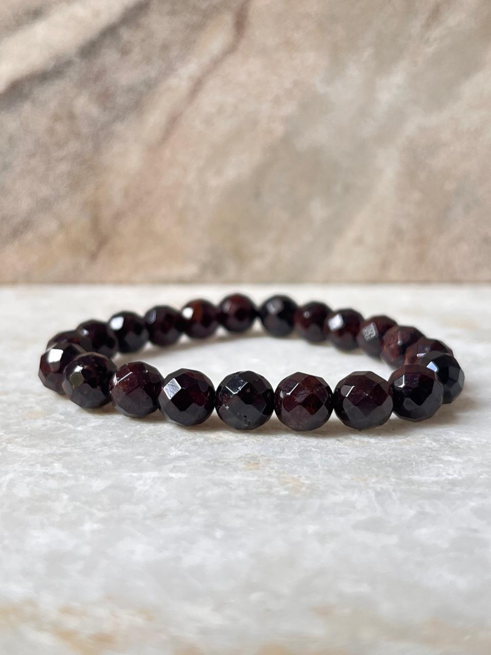 Garnet 8MM crystal bracelet for root chakra balancing  