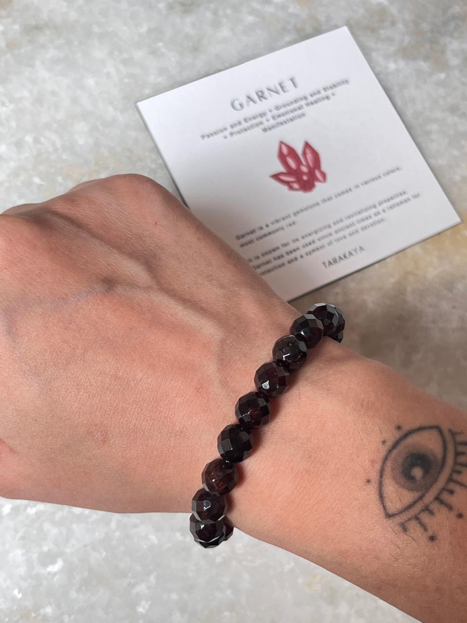 Deep red garnet faceted crystal bracelet for vitality  
