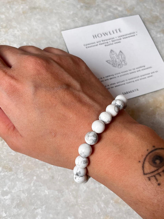Howlite Natural Crystal Bracelet 8MM Round Beads  