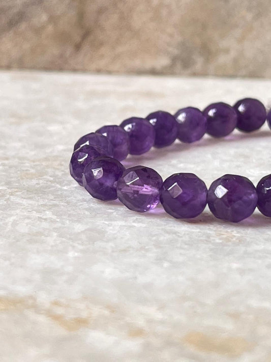 8MM faceted amethyst crystal bracelet for healing  