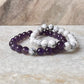 Couple Amethyst / Howlite 8mm Natural Crystal Bracelet