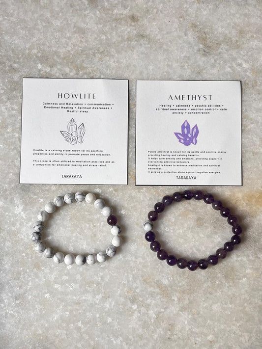 Couple Amethyst / Howlite 8mm Natural Crystal Bracelet