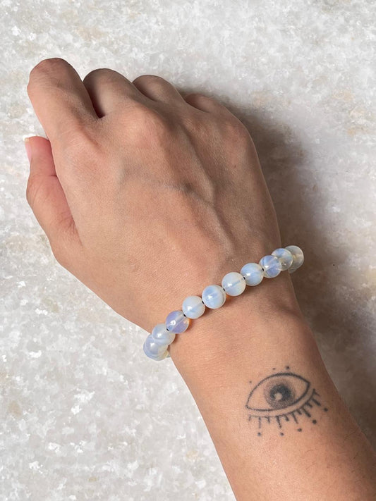 Glowing Opalite Healing Crystal Bracelet for Energy Flow  