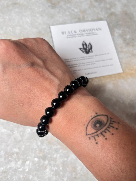 Black Obsidian - Natural Crystal Bracelet 8MM
