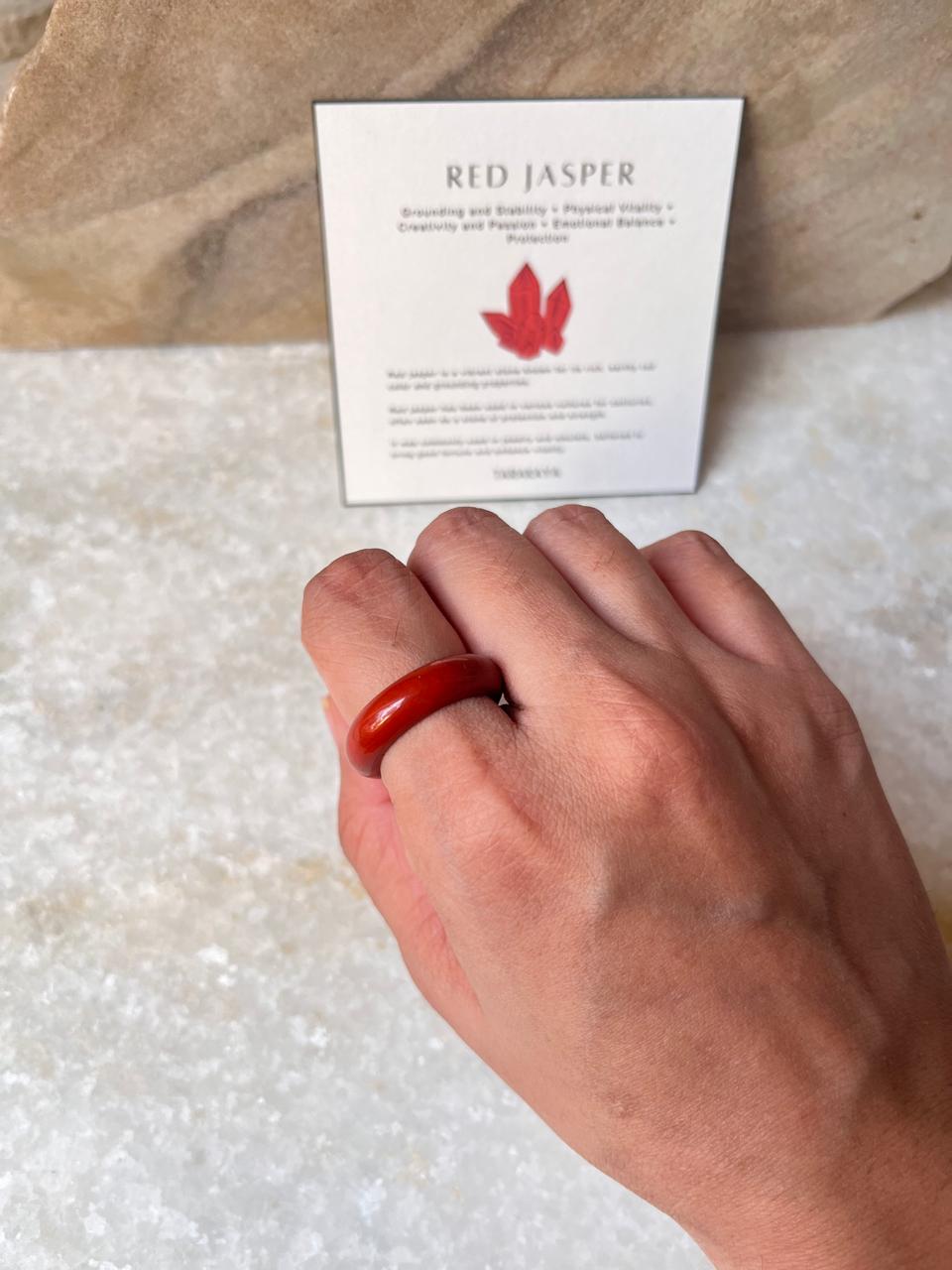 Red Jasper Crystal Band Ring