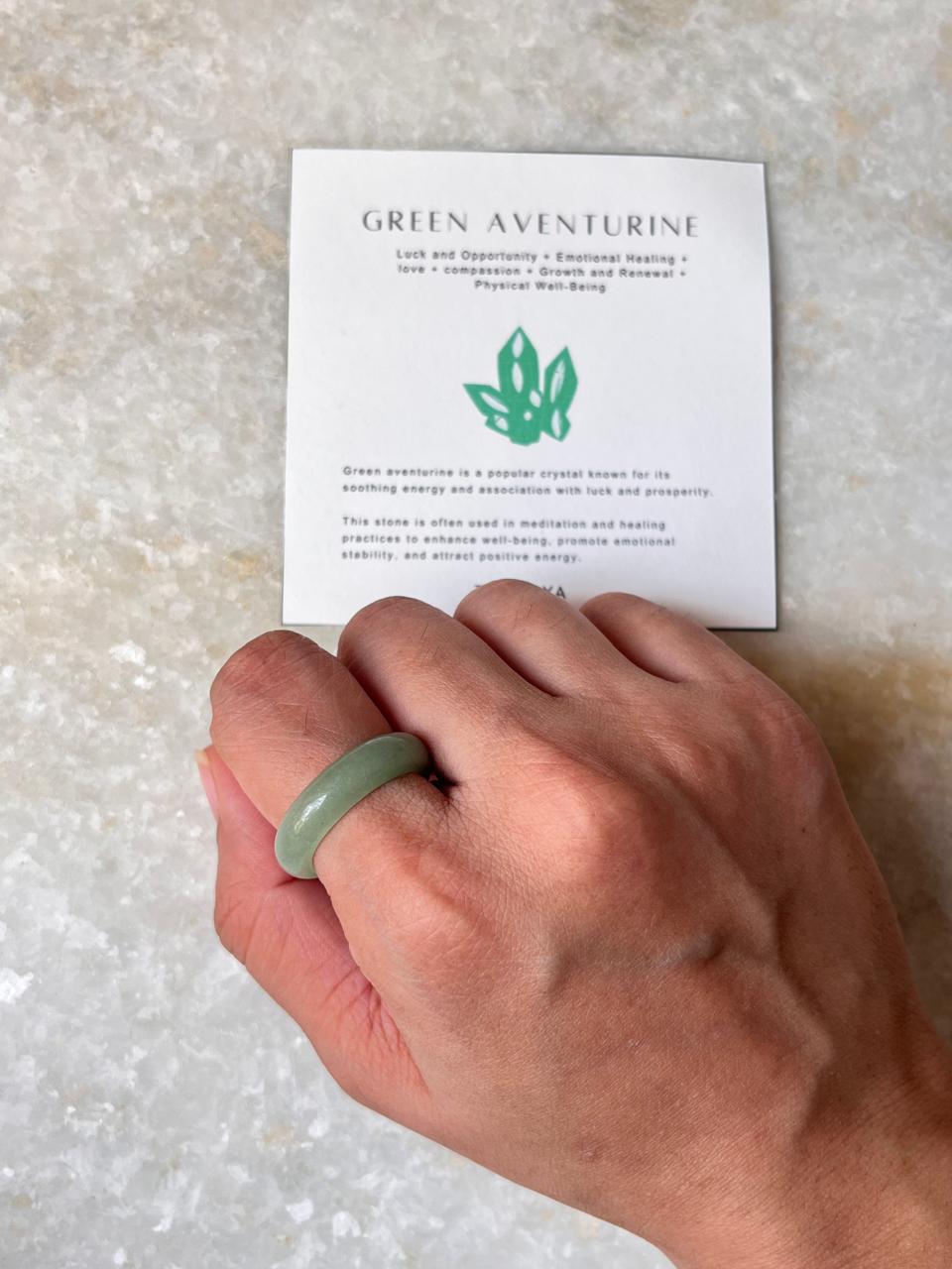 Green Aventurine Crystal Band Ring