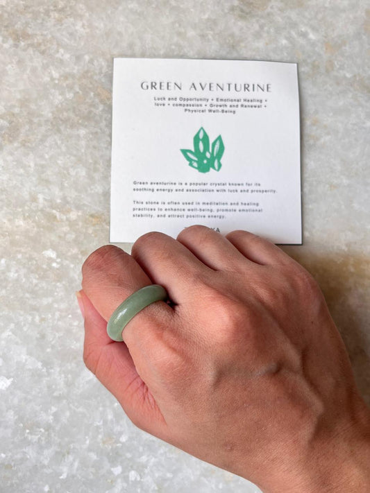 Green Aventurine Crystal Band Ring