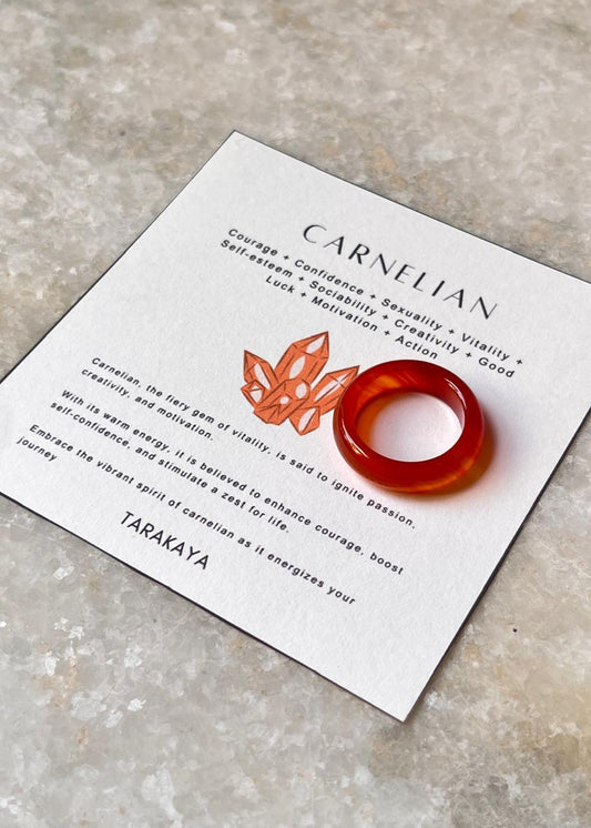 Carnelian energy stone Natural crystal band ring  