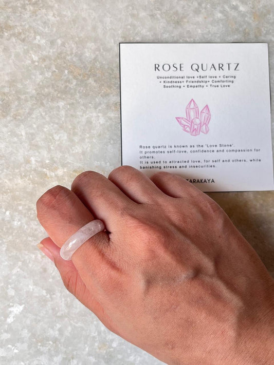 Rose Quartz Light Shade Crystal Band Ring