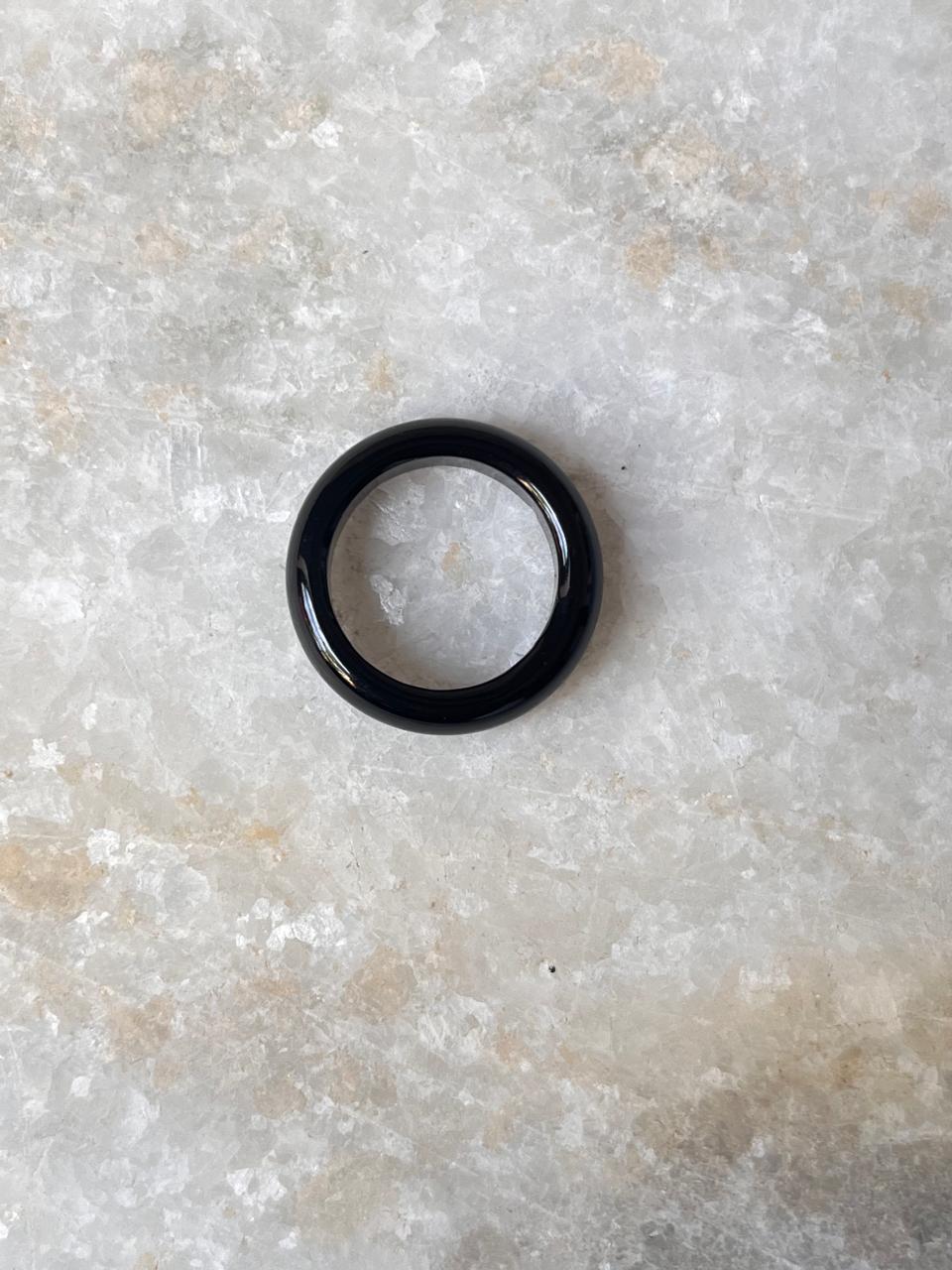 Black Agate Crystal Band Ring