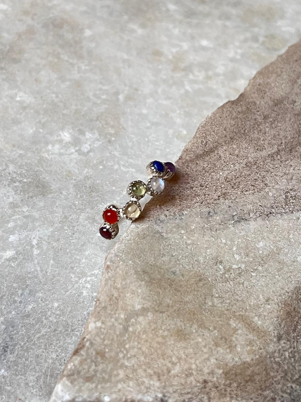 Seven Chakra Silver 925 Sterling Band Ring