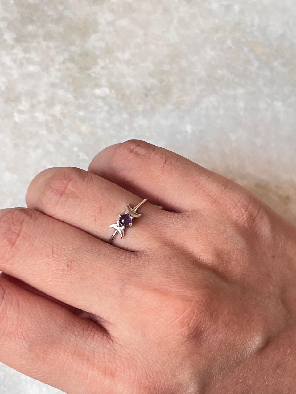 Amethyst Moon Phases 925 Sterling Silver Ring