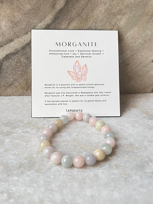 Soft Pink Morganite Beaded Natural Crystal Bracelet for Self-Love and Calm  