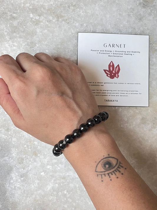 Polished Garnet Natural Crystal Bracelet for Energy and Protection  
