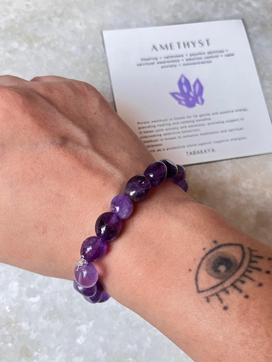 Amethyst Tumble 8MM Natural Crystal Bracelet