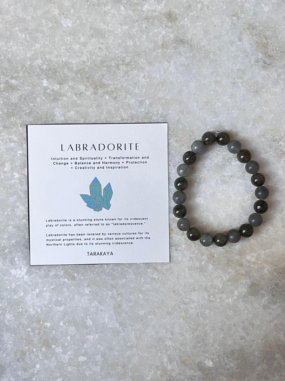 Natural Labradorite Healing Crystal Bracelet with Flash