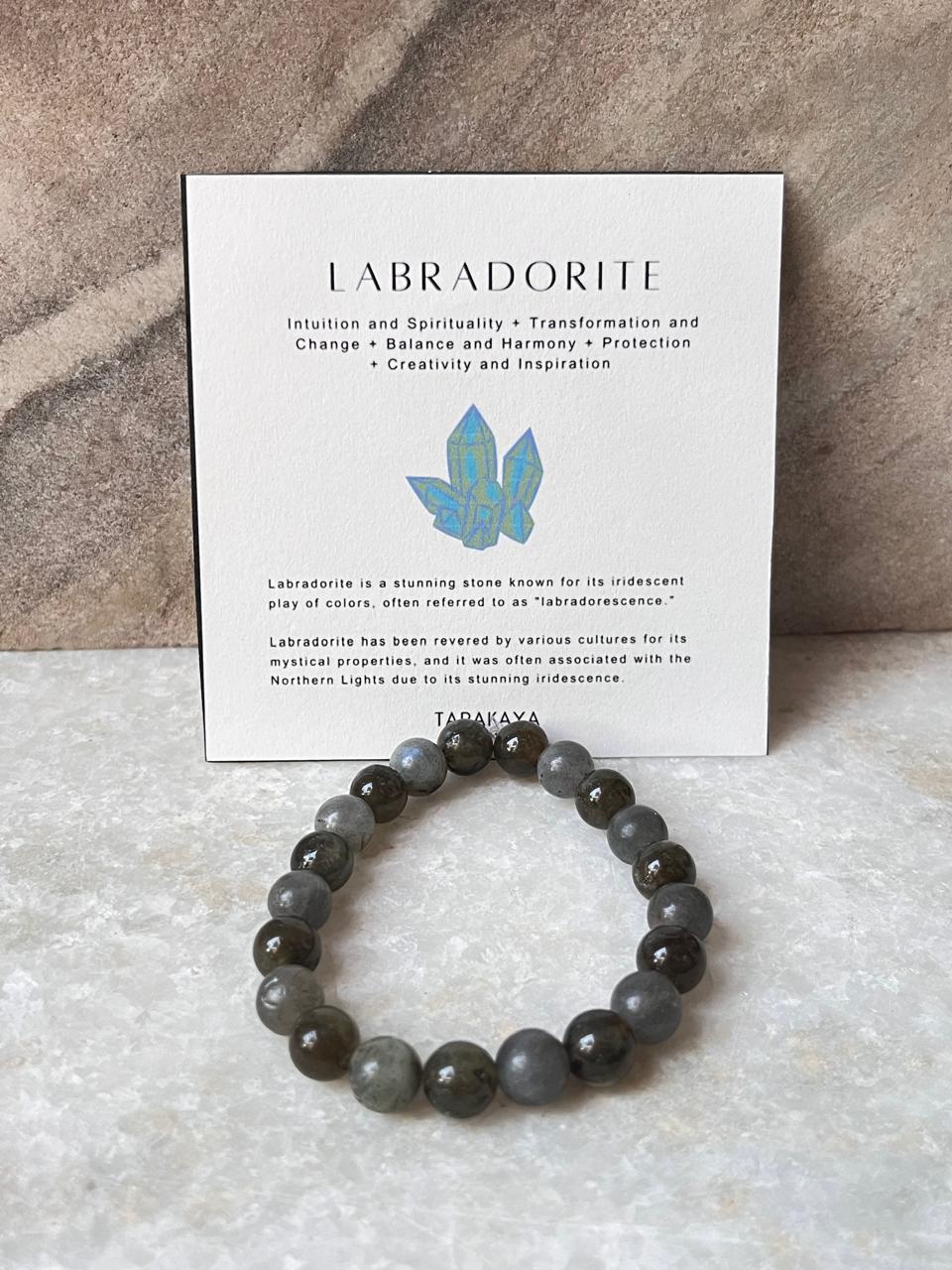 Natural Labradorite Healing Crystal Bracelet with Flash  