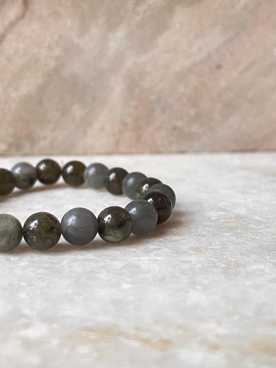 8MM Labradorite Gemstone Bracelet for Intuition and Protection  